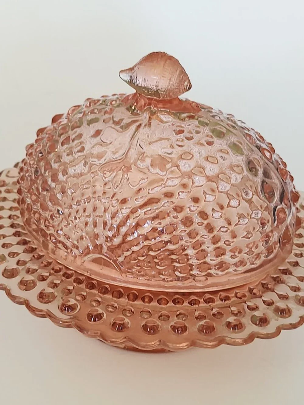 Vintage Pink Nautilus Argonaut Shell Candy Dish National Glass Co Northwood Rare